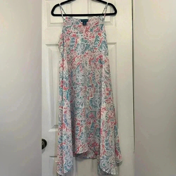 Antibes Blanc sundress v-neckline sleeveless asymmetrical hemline Sz Medium - Picture 3 of 10